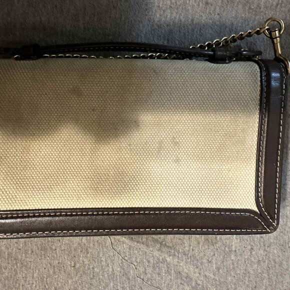 coach clutch wallet with brown tea roses with chain - Picture 6 of 7